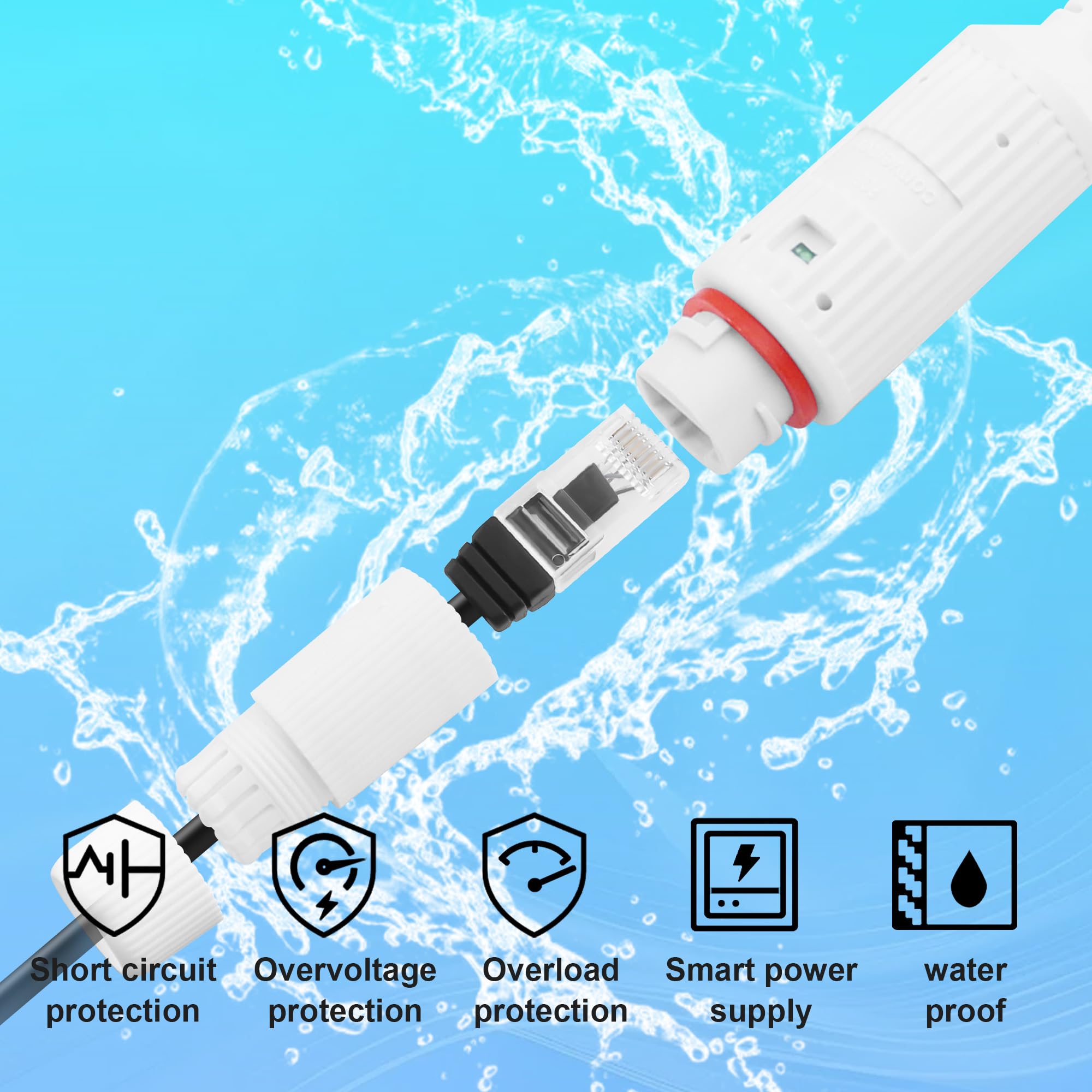 POE to USB C Power Converter,Ethernet to Type C 5V 2.4A 12W Charging Adapter,IP65 Waterproof for Security Cameras,Tablets IEEE802.3Af/At(No Data is transmitted, only Power is transmitted) — view 8