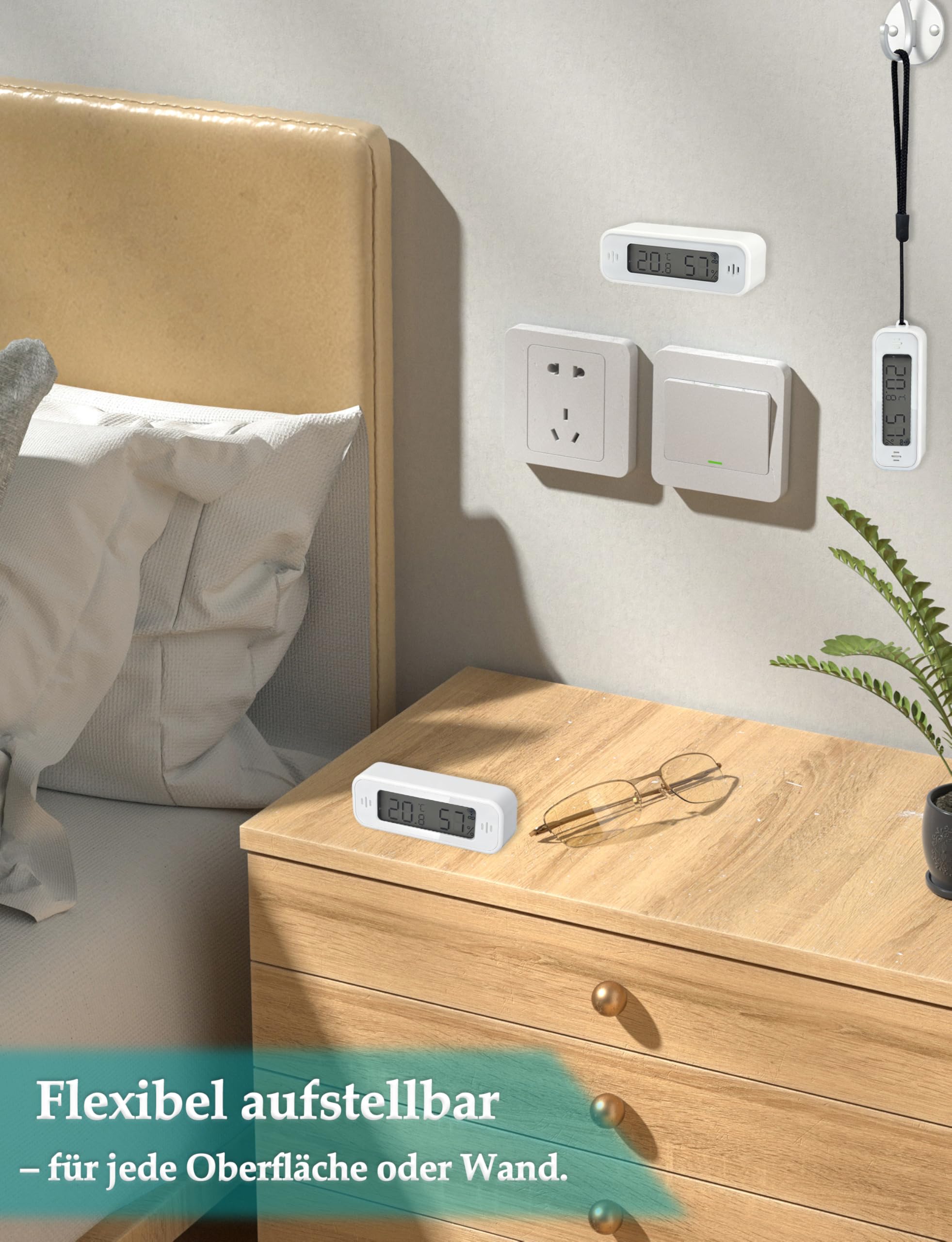 WIOONI WLAN Thermometer Hygrometer Innen, WIFI Temperatursensor mit App, Benachrichtigungen, Tuya/Smart Life Kompatibel für Babyzimmer Office Wohnzimmer Gewächshaus Lager Keller Weinkeller, 2 - 4