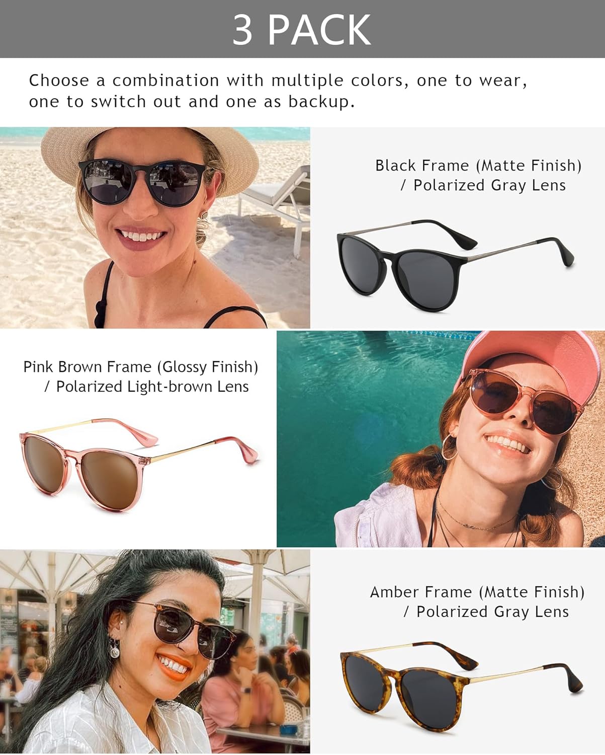 SUNGAIT Premium Vintage Round Sunglasses for Women Men Classic Retro Trendy Style