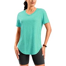 Viodia Womens Workout Tops Full Back Coverage Athletic Shirt UPF 50+ Quick Dry Short Sleeve T Shirts V Neck Gym Yoga Tunic