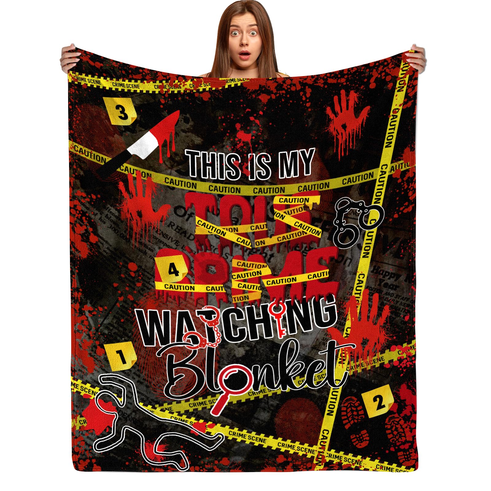 AXULUXAL True Crime Gifts, True Crime Throw Blanket Gifts for Women/Men, Serial Killer, True Detective, Crime Scene Lovers Gift 60"x50"