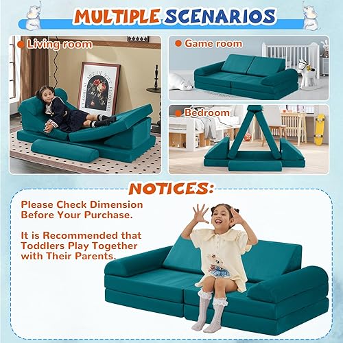 Miniatura 5 de jela Sofá para niños, sofá modular para niños y adultos, juego de casa de juegos para niños pequeños, sofá modular de espuma para interiores y