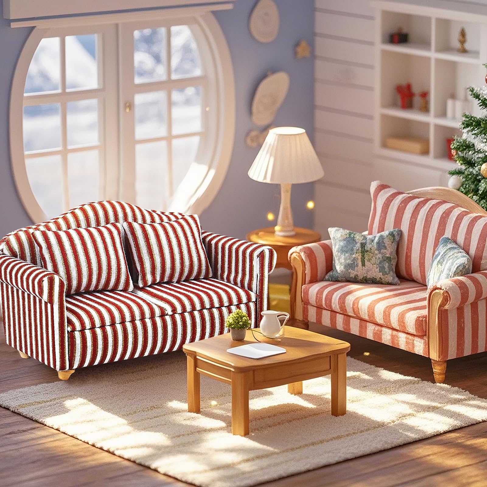 Canapé Mini En Bois Pour Maison De Poupée – Assis Confortablement, Style Lutin, Déco Miniature 1:12, Meubles Jouets Pour Enfants, Design Réaliste Et Stable