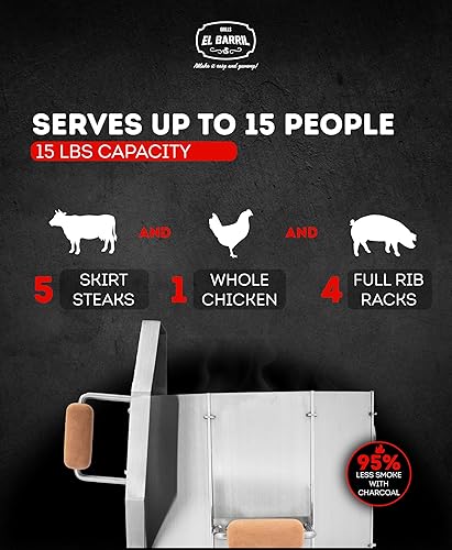 Miniatura 2 de EL BARRIL - Barril plegable de acero inoxidable para ahumar y parrilla de carbón de 15 libras, ahumadores portátiles para exteriores con accesorios