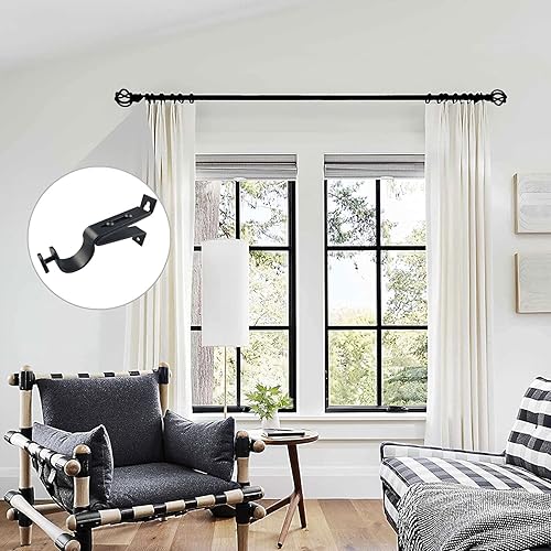 Miniatura 7 de Soportes de barra de cortina ajustables, se adaptan a barras de hasta 1 pulgada, 1-18 pulgadas, soporte extensible para barra de cortina resistente