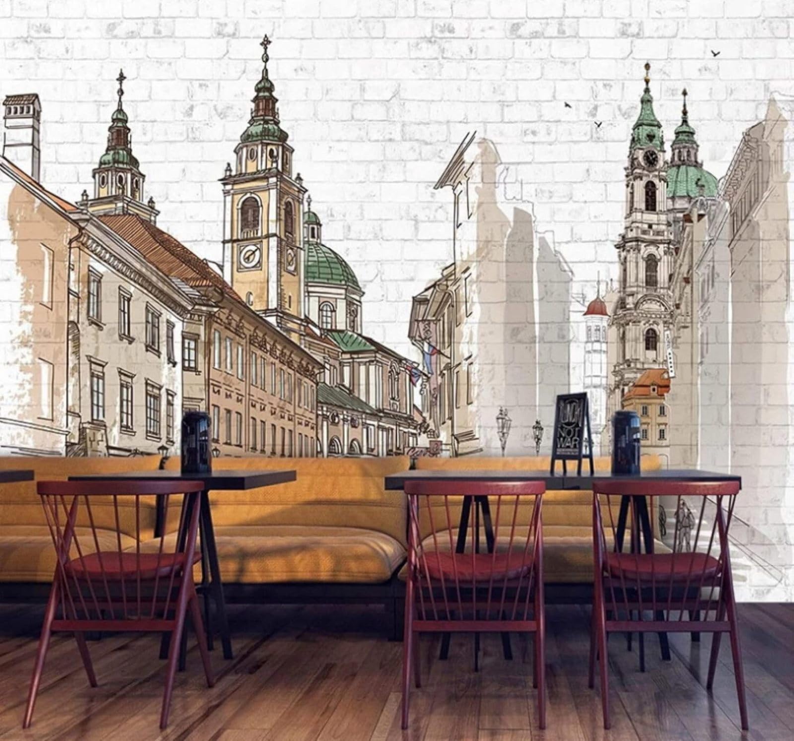 XLMING Vintage Brick Wall Hand Painted Urban Architecture Art 3D Wallpaper Luxury Home Dining Decor Paste Sofa Living Room The Wall for Bedroom Mural-250cm×170cm