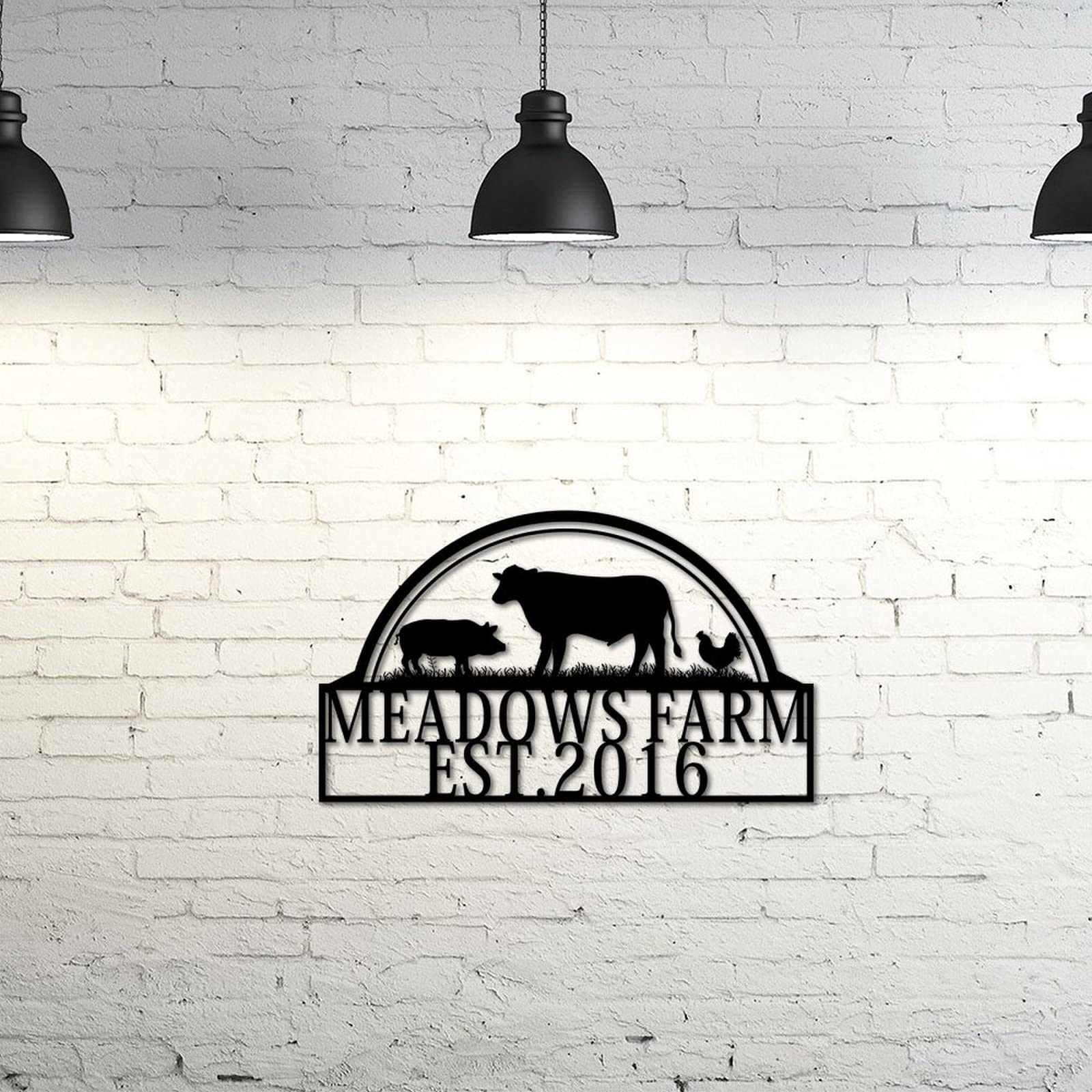Plaque en métal Ranch de 61 cm avec nom de famille pour décoration murale de ferme