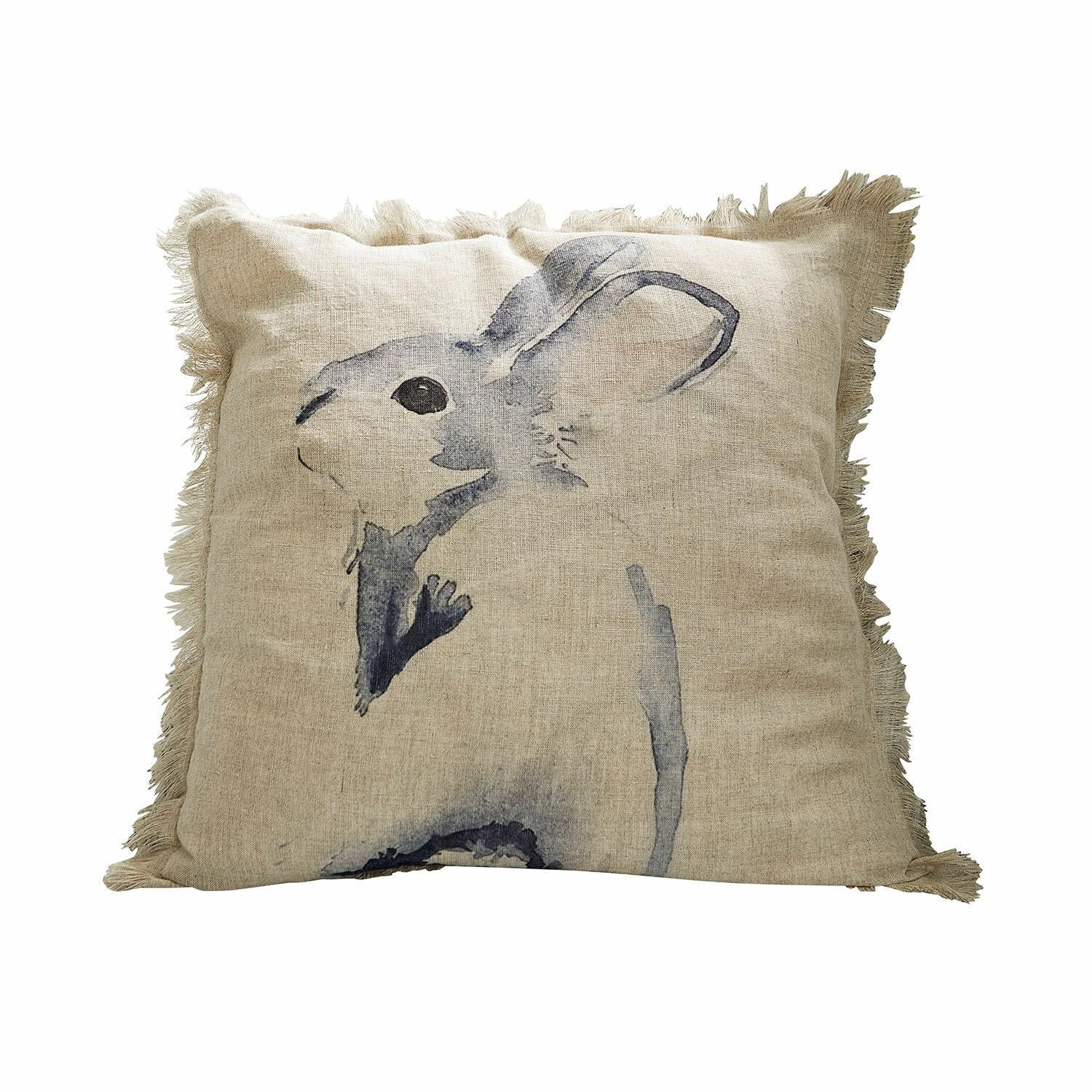 Housse de coussin en lin tissé à la main Loberon Riamira bleu