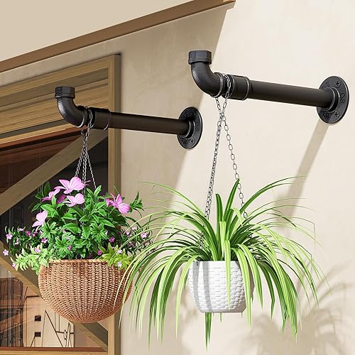 Miniatura 5 de NiHome 2 soportes colgantes de plantas para interiores y exteriores, patios, cubiertas, vallas, paredes, ganchos inoxidables para cestas, linternas,