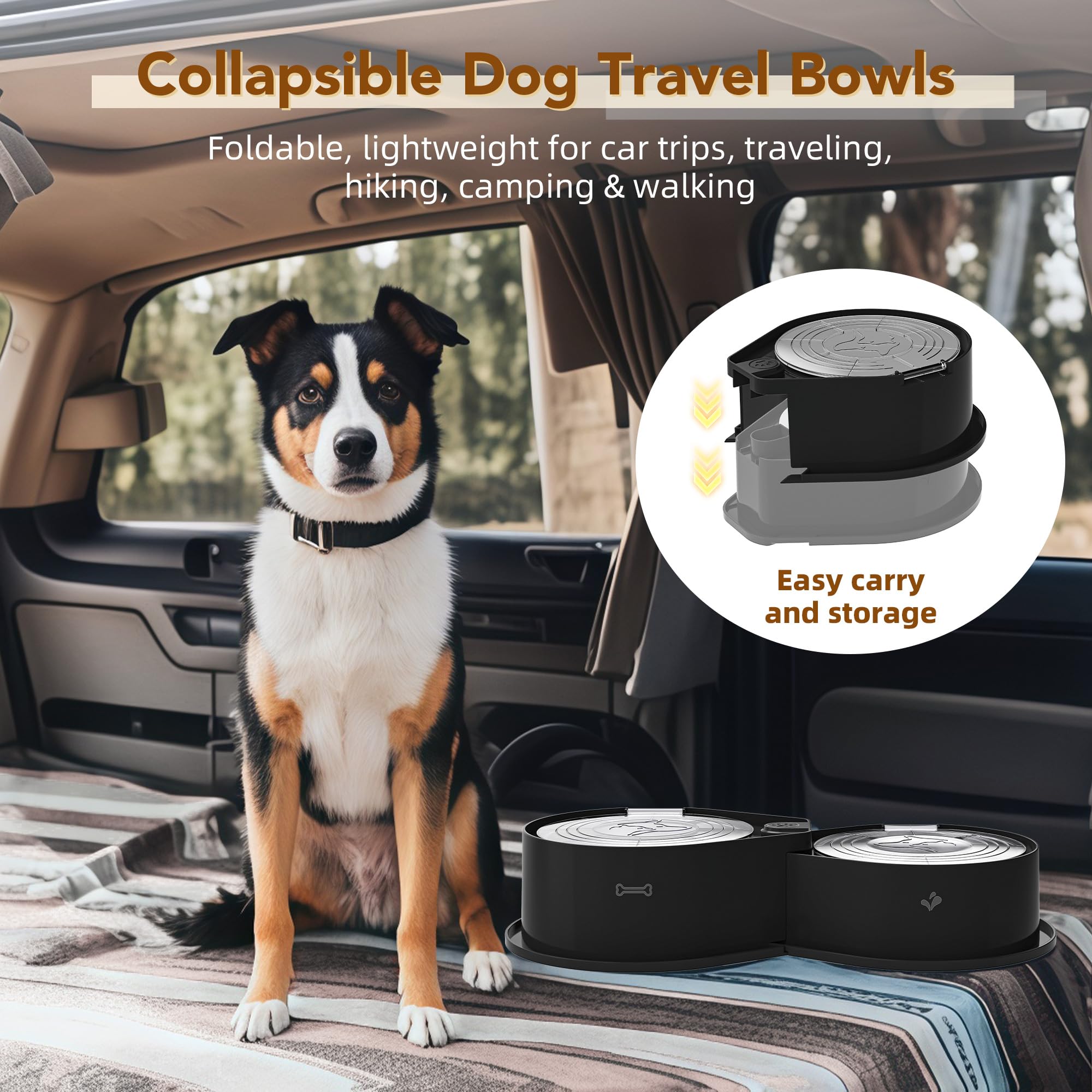 Newget Juego de Cuencos de Acero Inoxidable con Tapas, Cuencos Dobles de Metal 304 para Alimentos y Agua para Perros y Gatos, comedero para Mascotas de Gran Capacidad con Cubierta Que Mantiene la