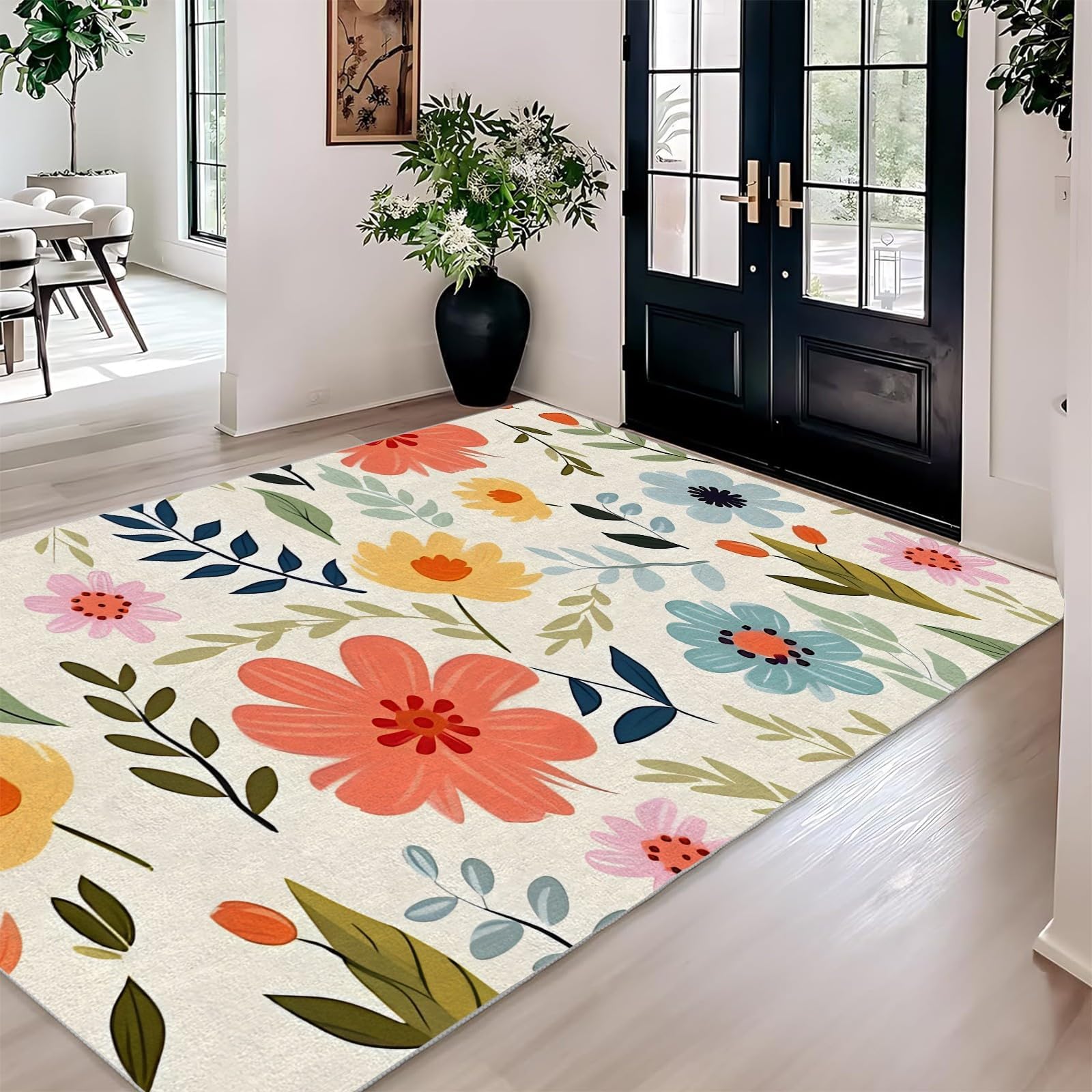 Tapis fin à poils ras lavable pour en finir avec les taches et les glissades dans la salle à manger