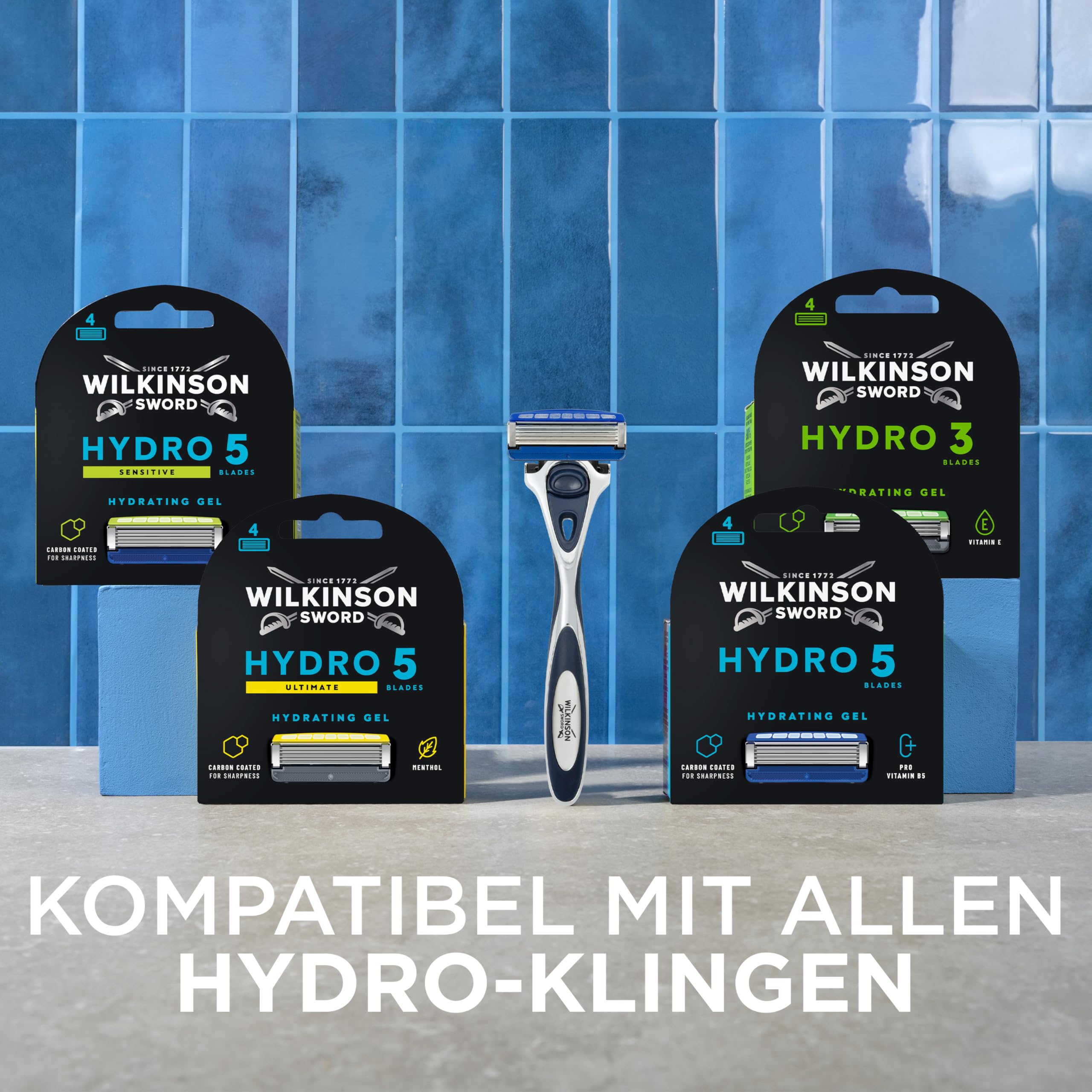 Wilkinson Sword - Hydro 5 Rasierer für Männer, 12 Ersatzklingen, Feuchtigkeitsspendende Gel-Pools und umklappbarer Trimmer