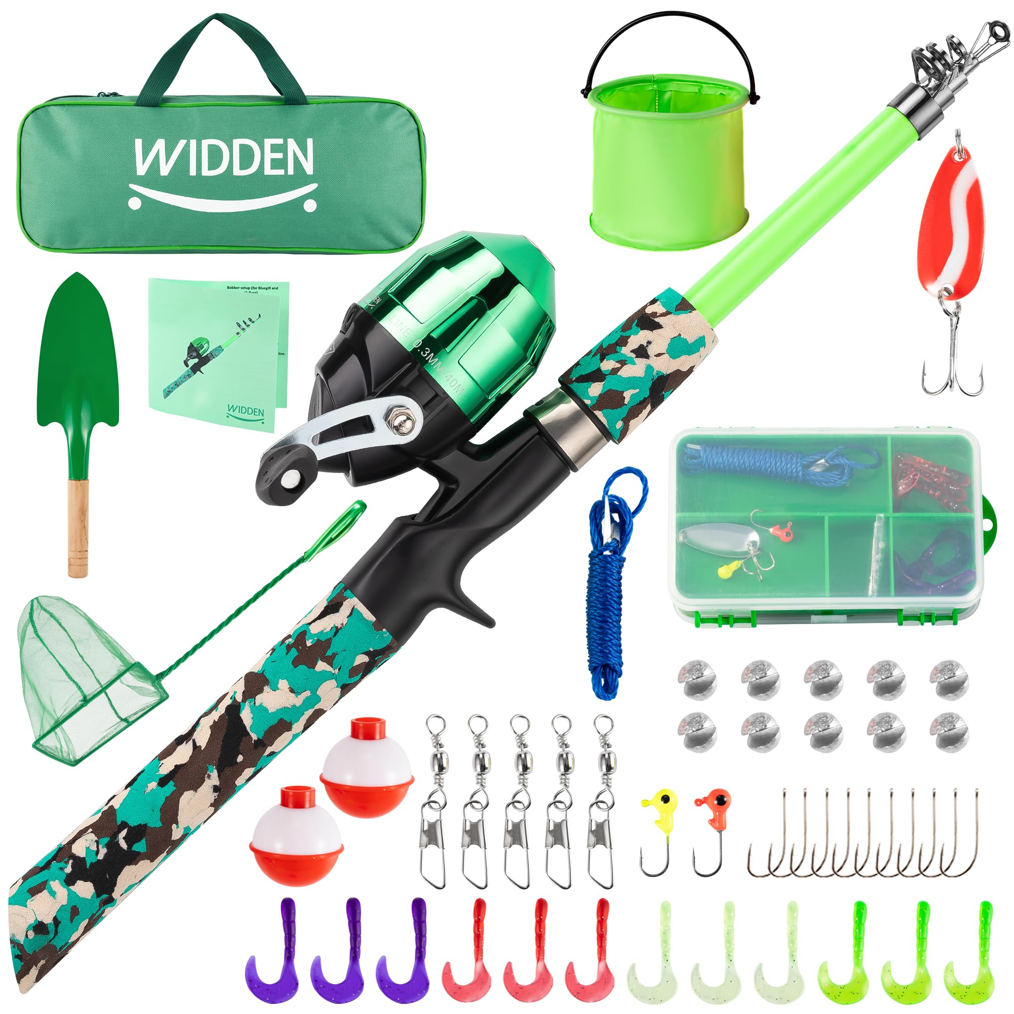 Kids Fishing Pole, Portable Telescopic Kids Fishing Poles for Boys and Girls, Fishing Rod and Reel Combo Kit with Tackle Box, and Fishing Net, Best Fishing Pole for Toddler Youth