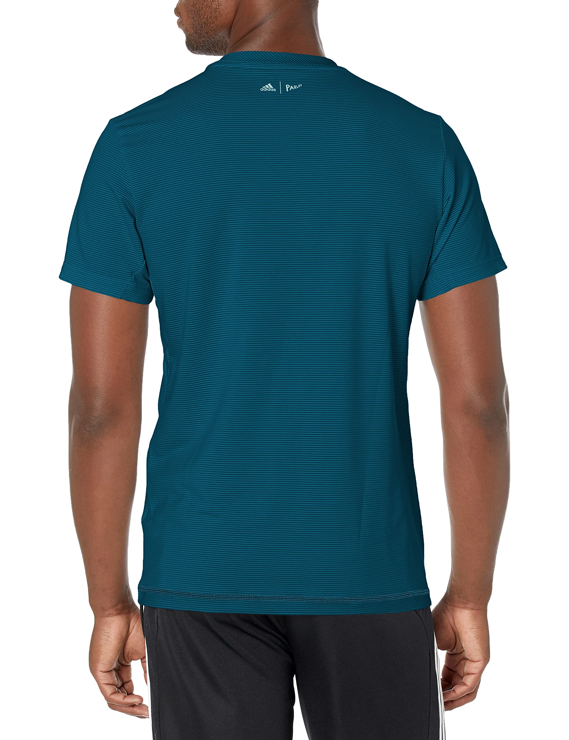 adidas Men's Parley Stripped Tee, Legend Ink/Petrol Night, Large