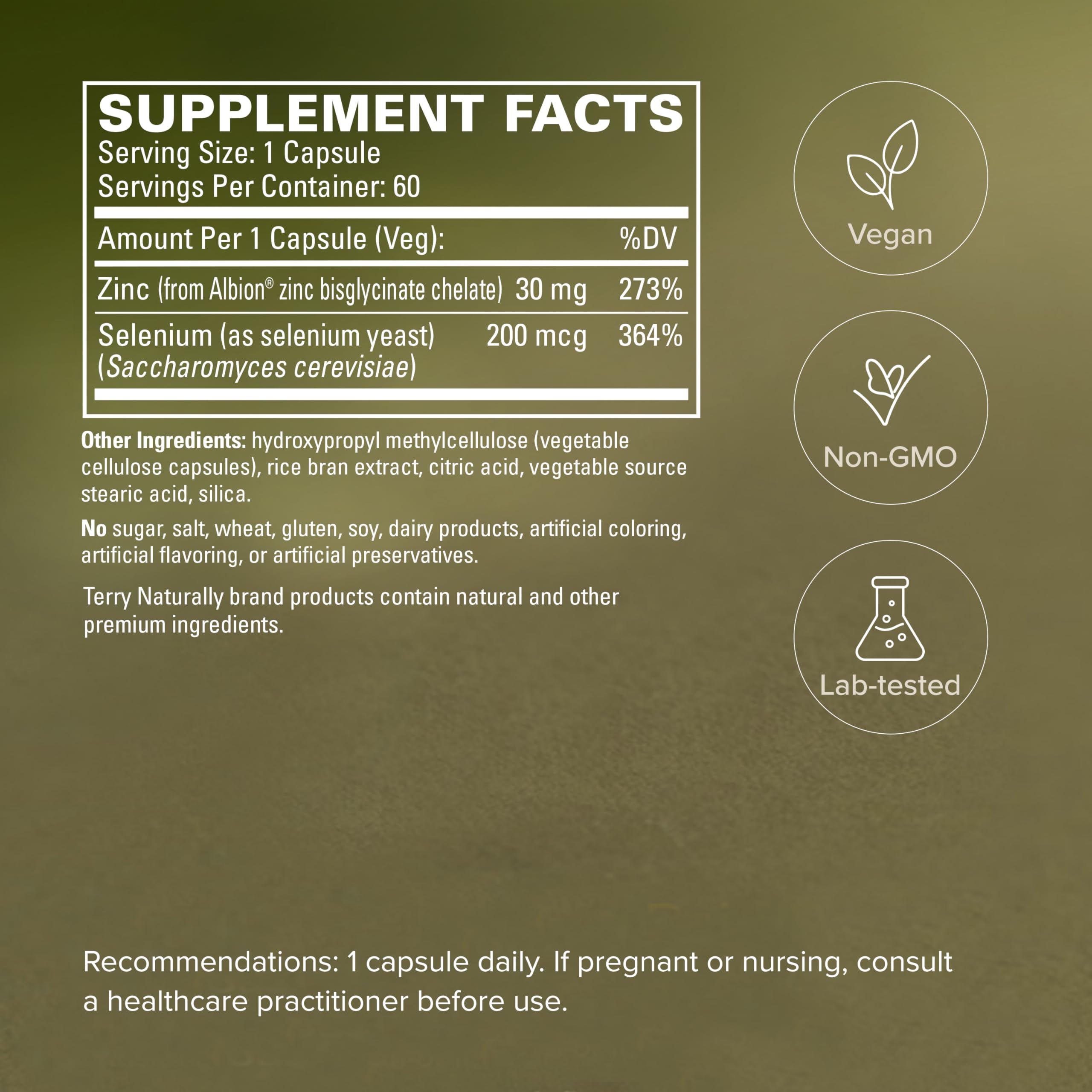 Terry Naturally Zinc Plus Selenium - Respiratory Health - 60 Count — Amazon image 5