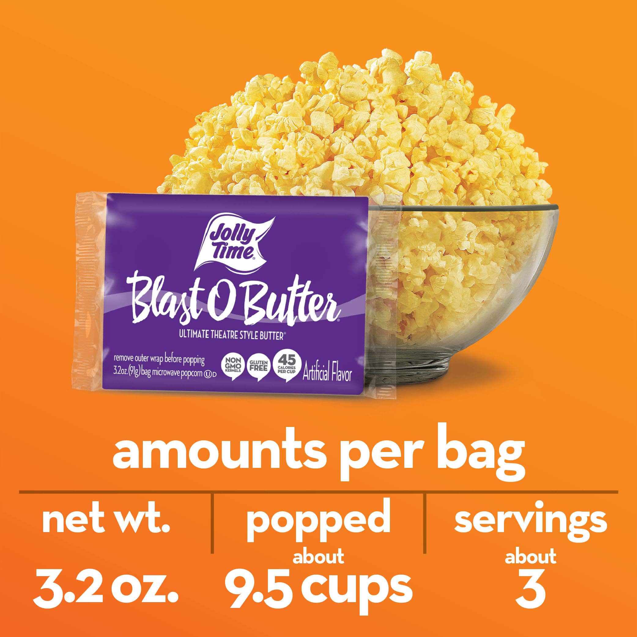 Jolly Time Blast O Butter Ultimate Movie Theatre Microwave Popcorn, Bulk 24-Count Box