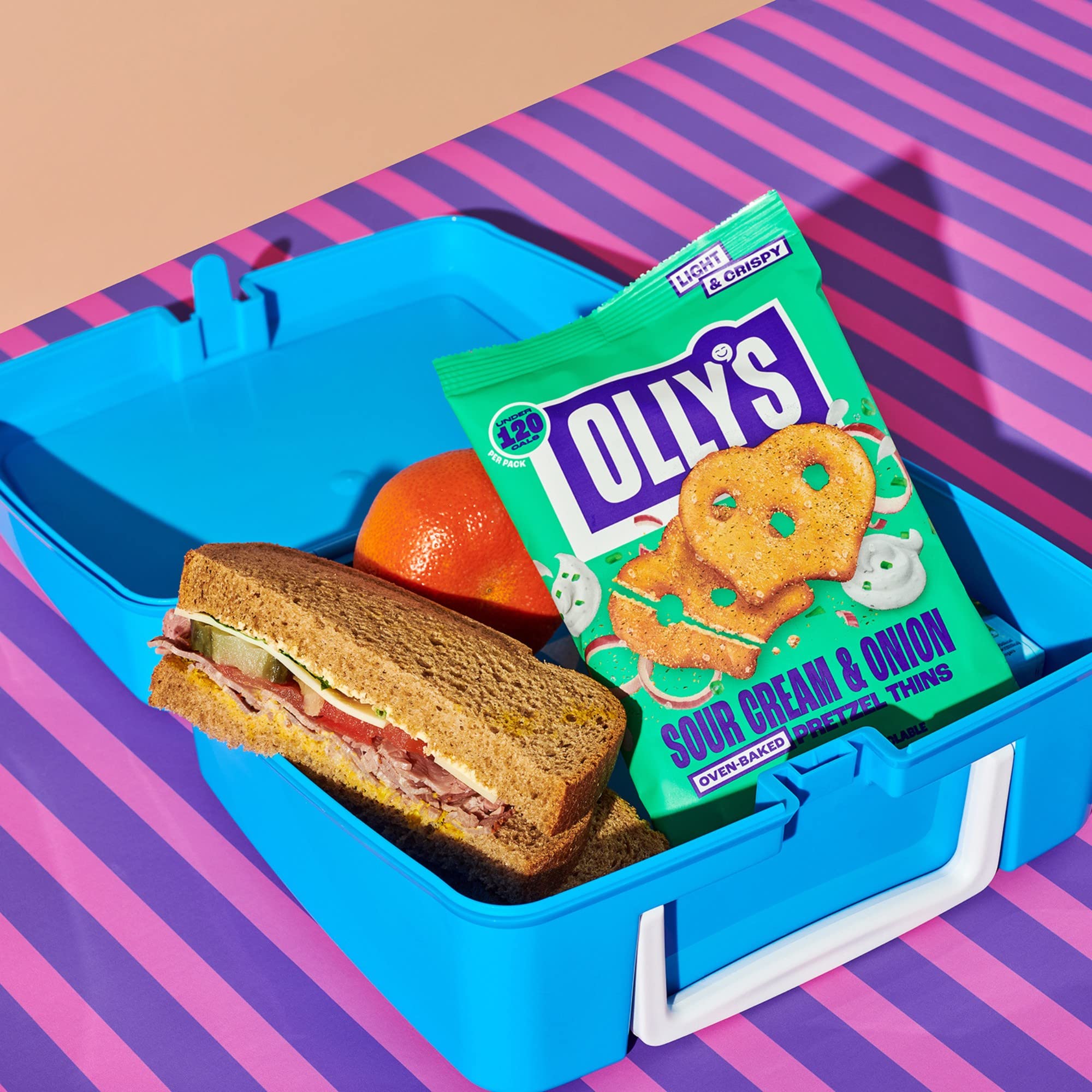 Olly's Pretzels horneados Sabor a Crema Agria y Cebolla, Snacks Veganos, Pack 7 bolsas x 140g