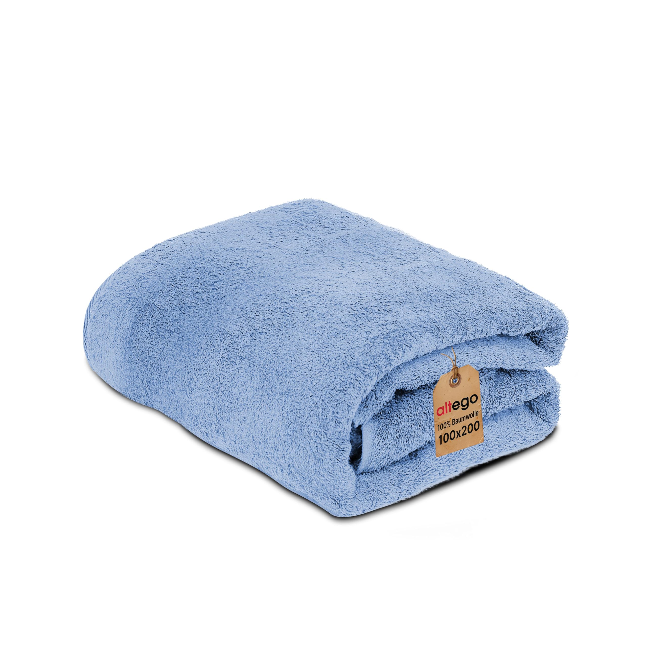altego Asciugamano da bagno Grande 100x200 cm - Telo doccia in 100% cotone premium - Asciugamano Grande doccia 100x200 - Telo spugna morbido assorbente - Telo sauna spa mare (Blu)