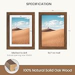 Dreamland 5x7 Walnut Oak Wood Picture Frame Matted to 4x6, 1-Pack | USA-Sourced Natural Solid Oak Wood, Photo Frame, Removable Mat, Tempered Glass, Wall or Tabletop Display, Home Decor