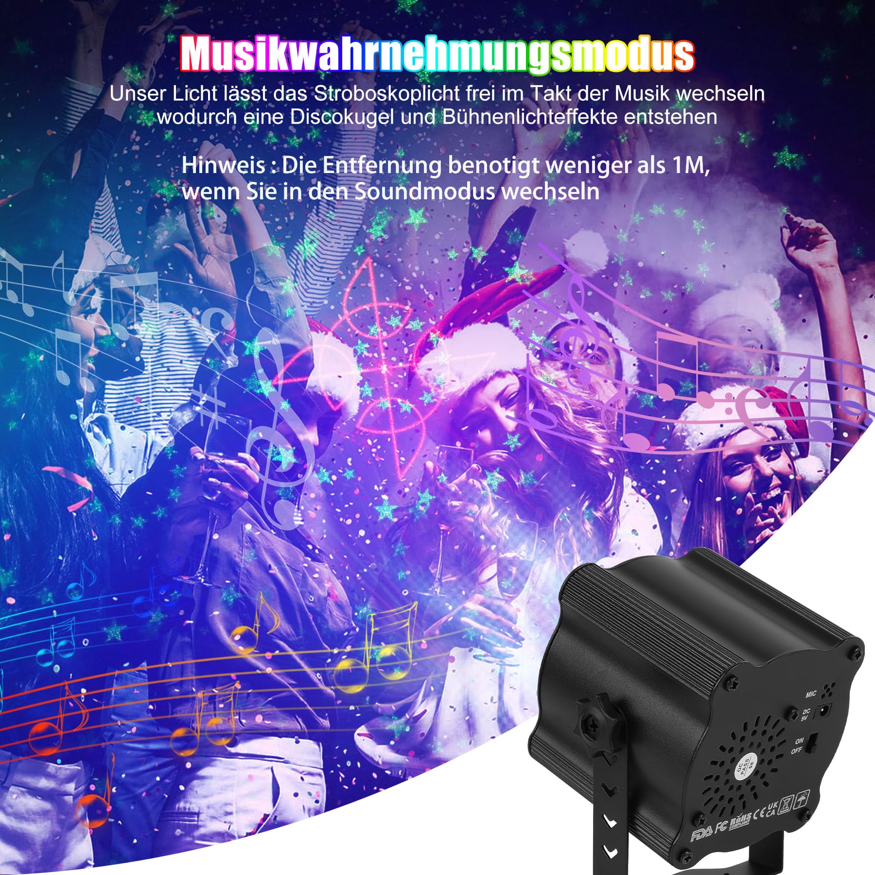Bola de discoteca LED controlada por música, con mando a distancia, bola de discoteca con cable USB, función de temporización, luces RGB para fiestas