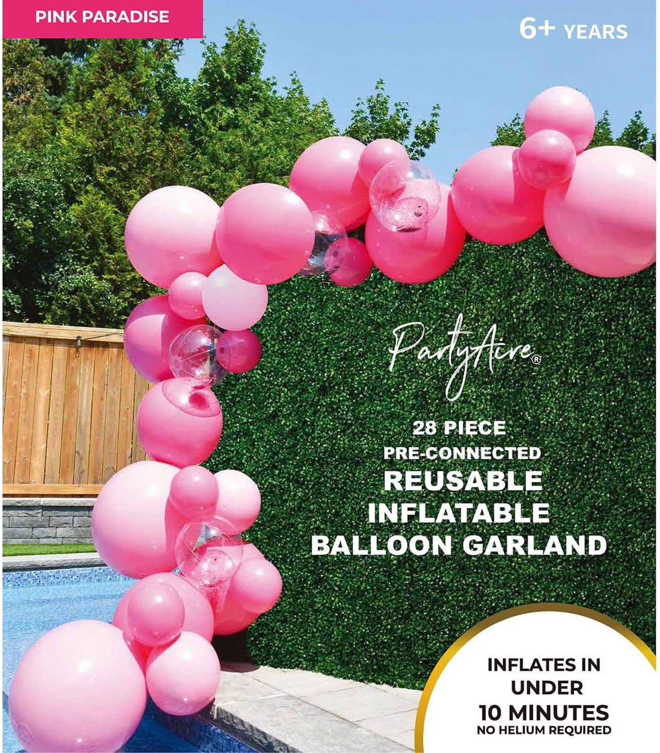 PartyAire 18' Reusable PVC Balloon Arch Kit (Pink Paradise)– 28 Piece Inflatable Balloon Garland – Easy Setup – Durable, Latex-Free, Weather Resistant – Perfect for Birthdays, Outdoor Events