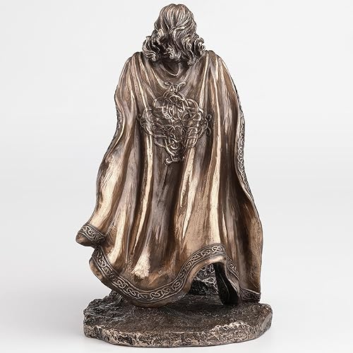 Miniatura 7 de Estatuas de resina King Arthur de pie tirando de la espada en la piedra con acabado de bronce de 5.25 x 8 x 5 pulgadas, bronce