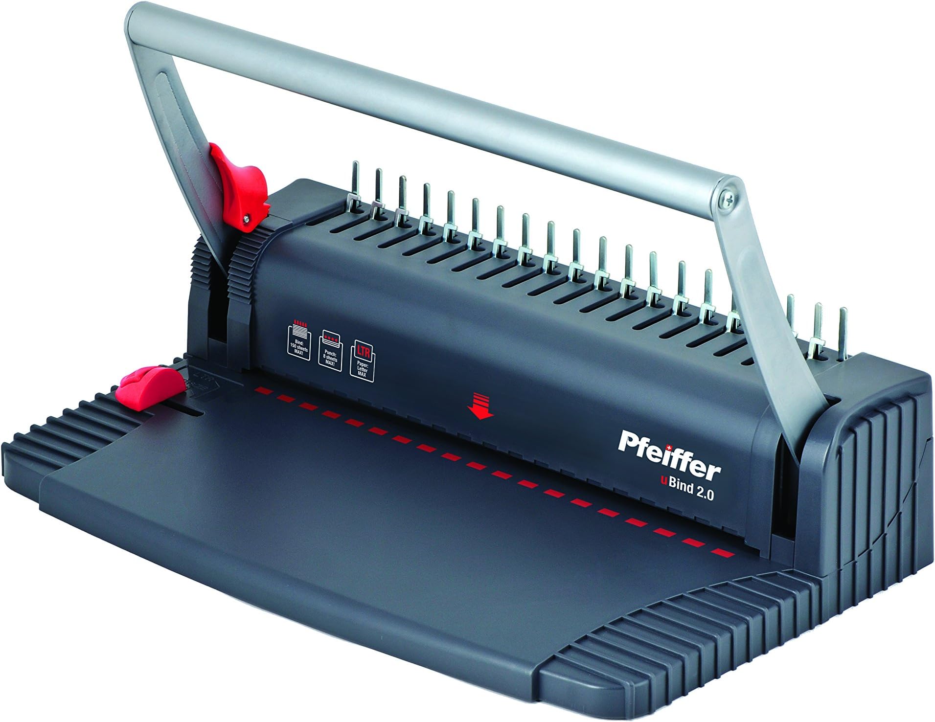Pfeiffer Plastic Binding Machine uBind 2.0, Punches up to 8 Sheets at a Time and Binds Documents up to 150 Sheets (PFMB12019)