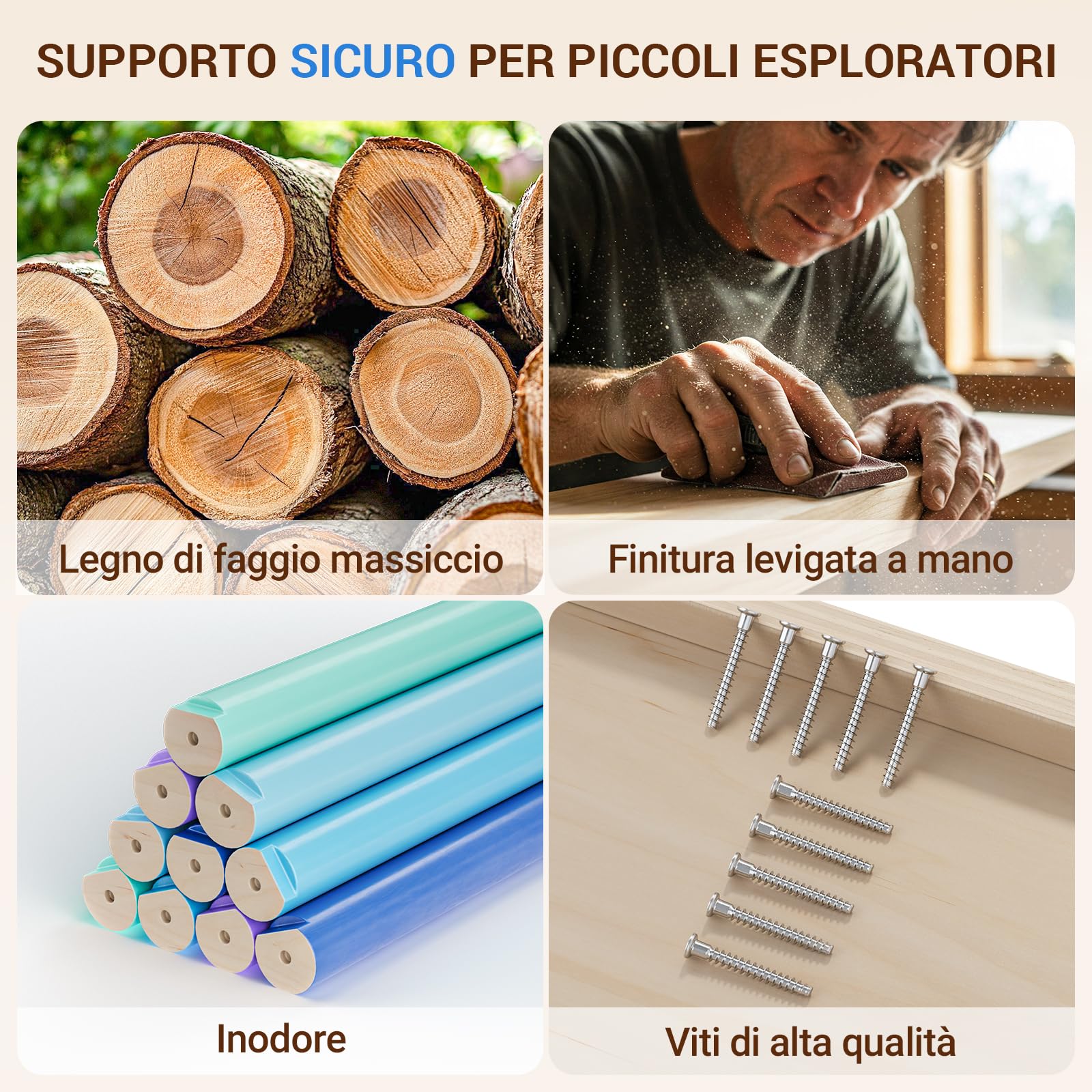 COSYLAND Set da Arrampicata per Bambini 8 in 1 – Triangolo Pikler Grande Regolabile con Scivolo, Arco e Rampa | Palestra Montessori da Interno Pieghevole 18M–6A (Colori Freddi)