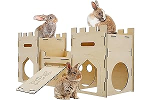 Spacious Wooden Castle for Your Hoppy Companion: A Multilevel Paradise for Rabbits,...