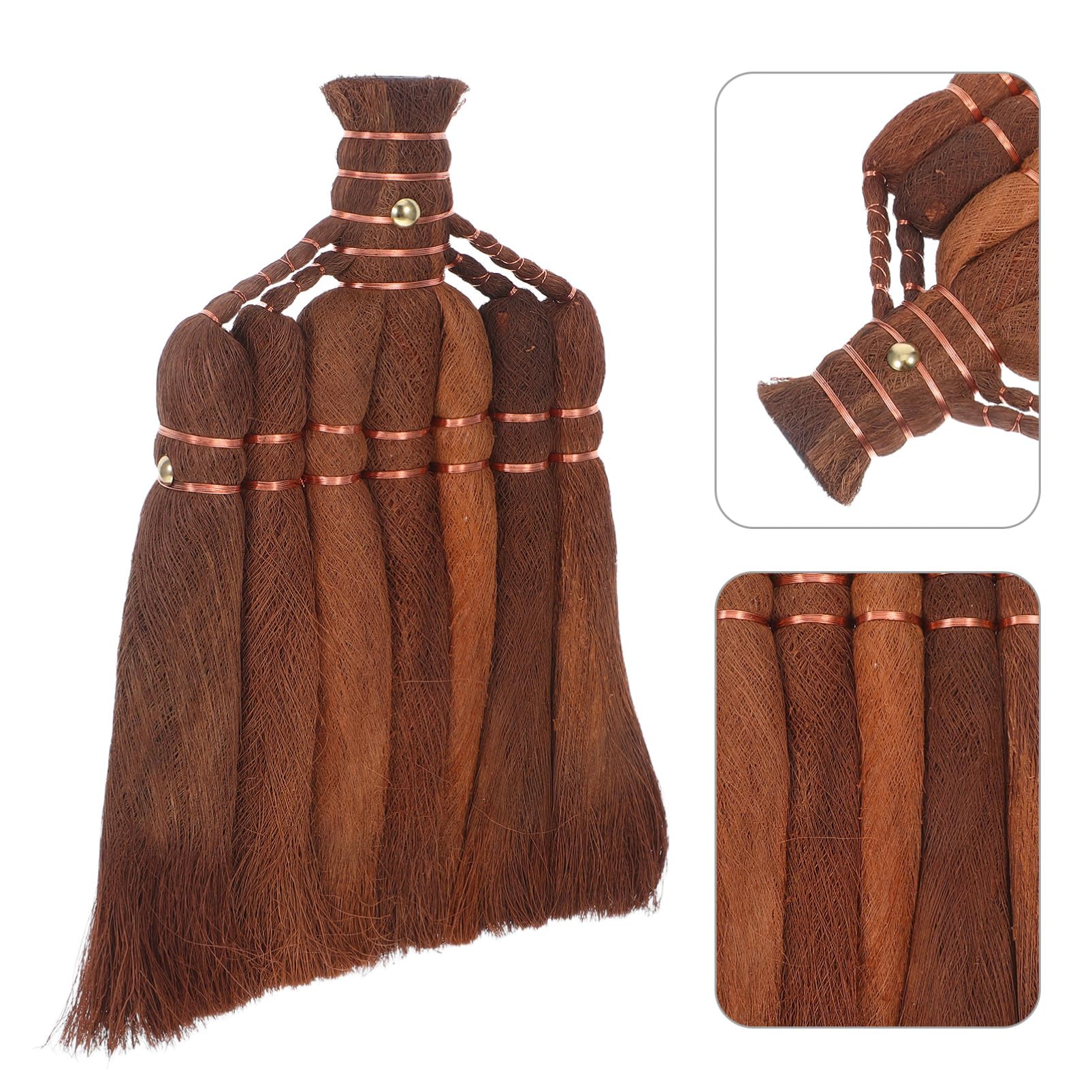 COLLBATH Cabezal de Escoba de Fibra de Palma Artesanal para Limpieza Exterior Resistente y Duradero Recambio para Escoba de Jardín y Patio para Barrer Superficies Duras