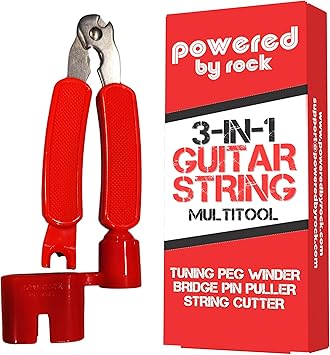 Guitar String Winder, String Cutter and Bridge Pin Puller - 3-in-1 Guitar Tool for Acoustic and Electric Guitars - Wind Guitar Strings Quickly - Cut Excess String Off - Pull Pins Out Easily
