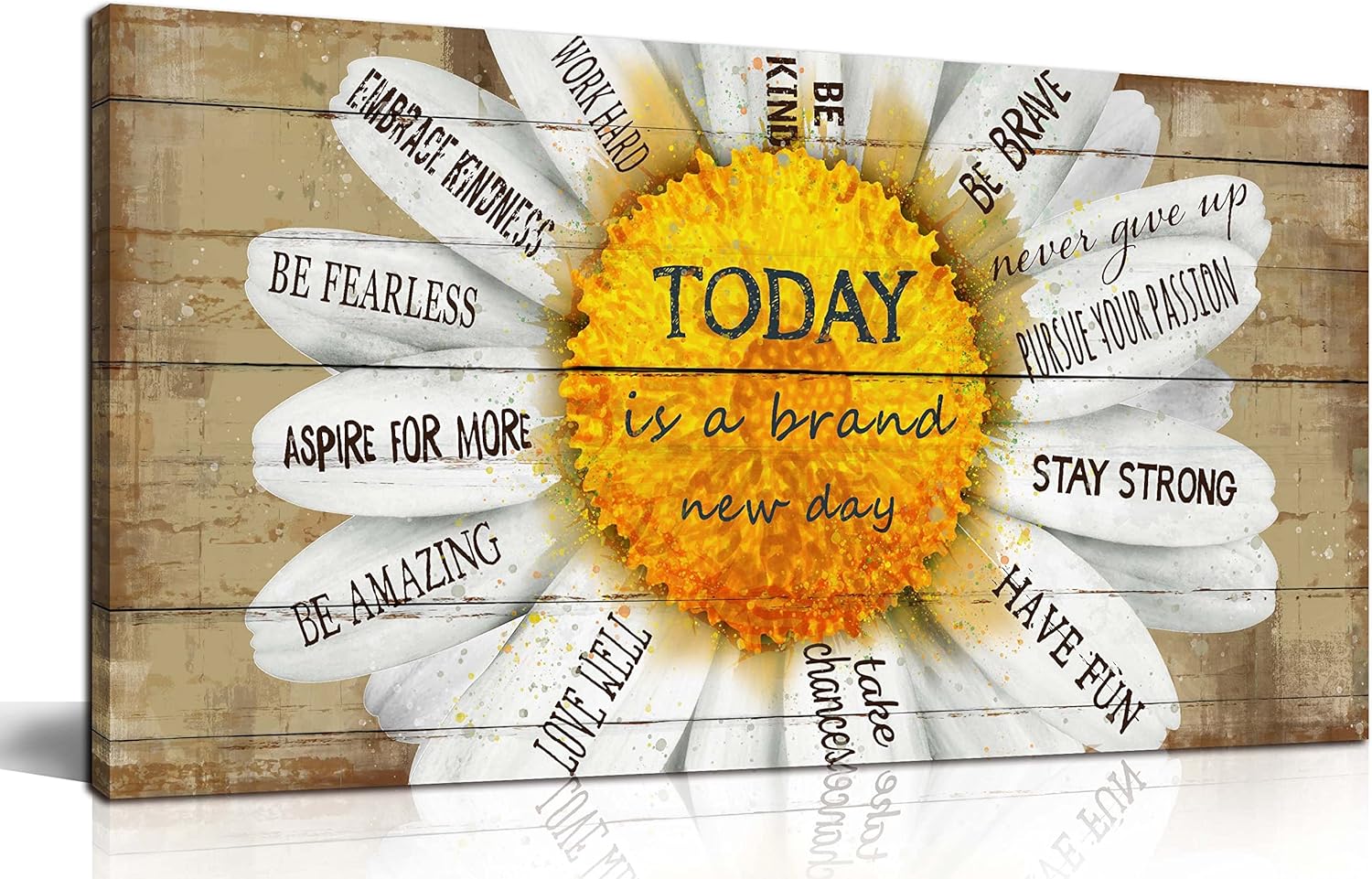 Yellow Wall Decor for Living Room – Flower Canvas Wall-Art for Bedroom Inspirational Posters for Women – Daisy Wall Decor Ready to Hang Size 20″ x 40″