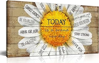 Yellow Wall Decor for Living Room - Flower Canvas Wall-Art For Bedroom I...