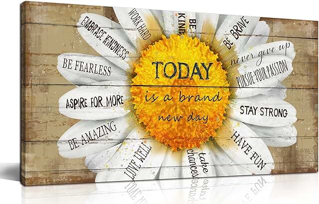 Yellow Wall Decor for Living Room - Flower Canvas Wall-Art For Bedroom I...