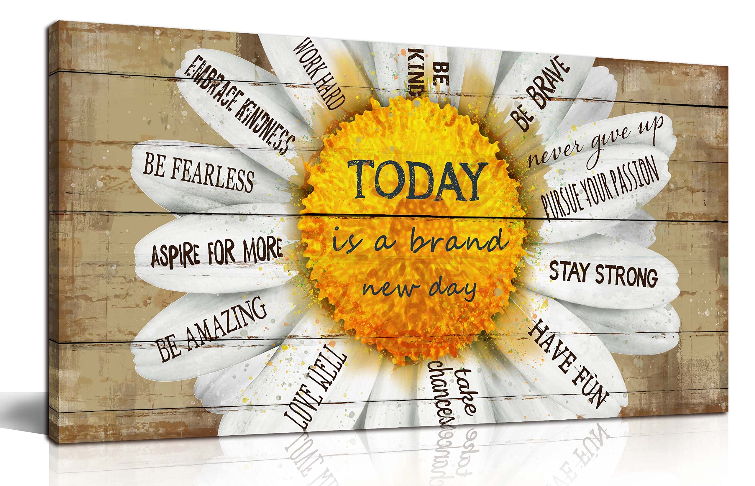 Yellow Wall Decor for Living Room - Flower Canvas Wall-Art For Bedroom Inspirational Posters for Women - Daisy Wall Decor Ready to Hang Size 20" x 40"