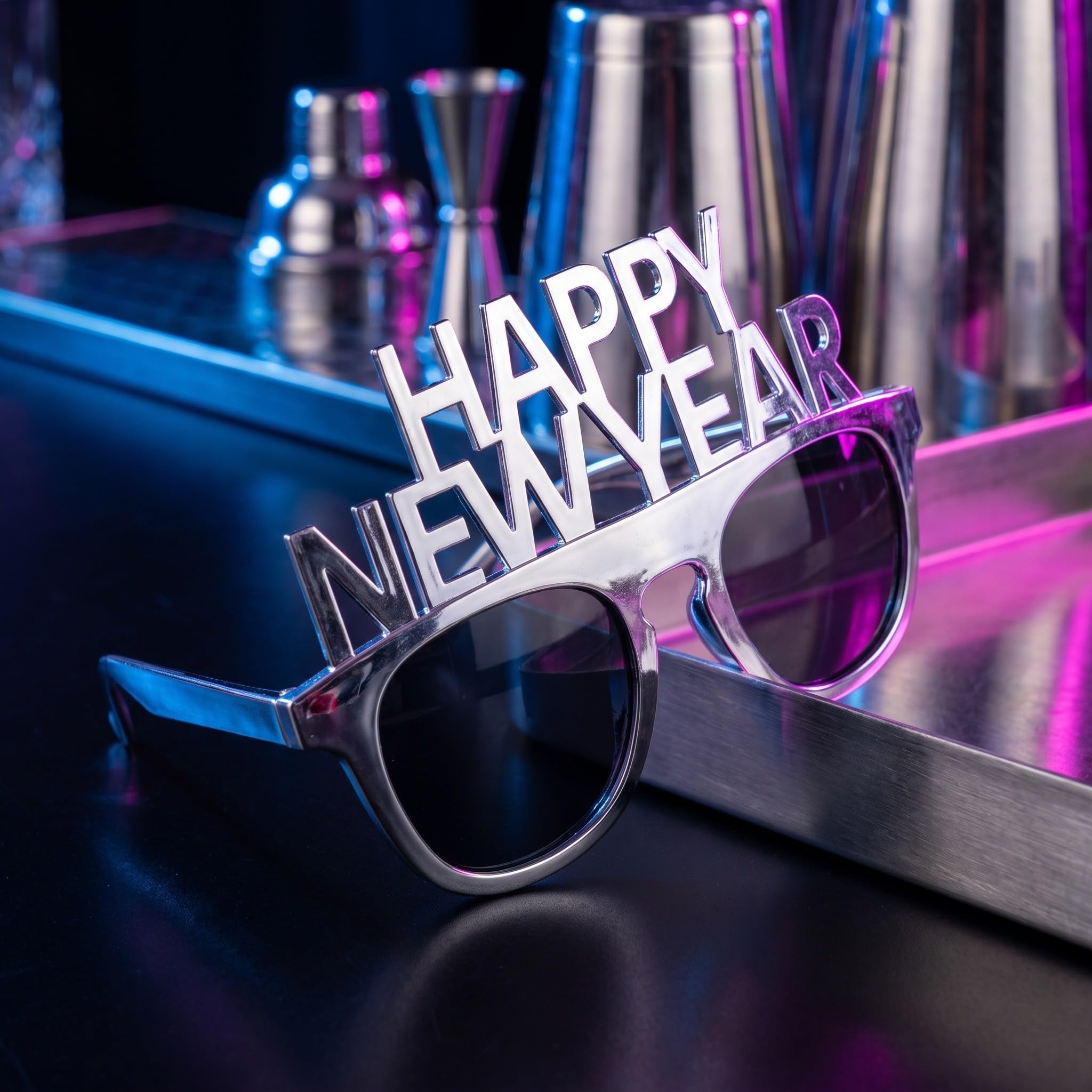 Lurrose 4 gafas de sol de Feliz Año Nuevo, accesorios para fotos de fiesta