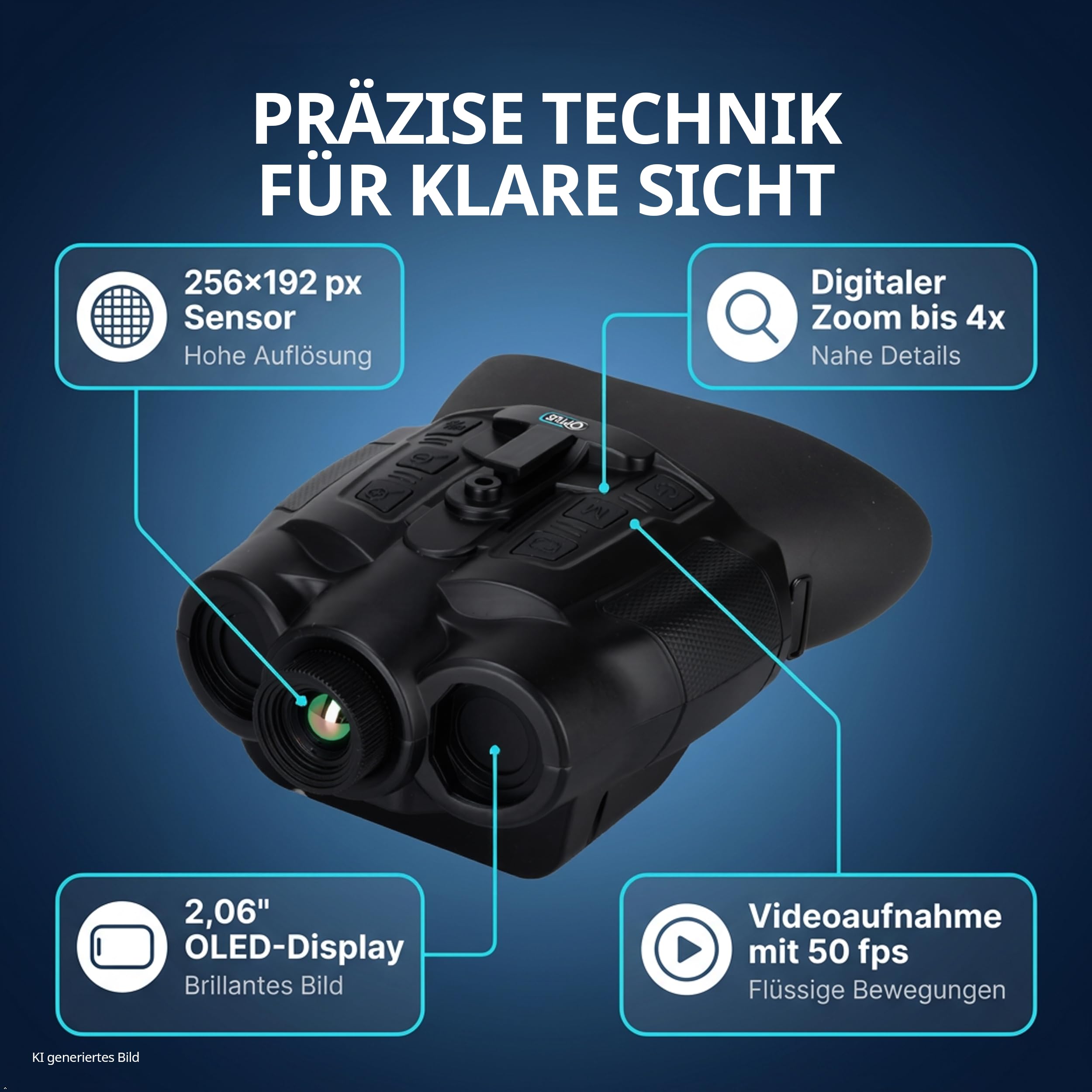 Optus Cyfrowa kamera termowizyjna z wyświetlaczem OLED i cyfrowym zoomem 4X