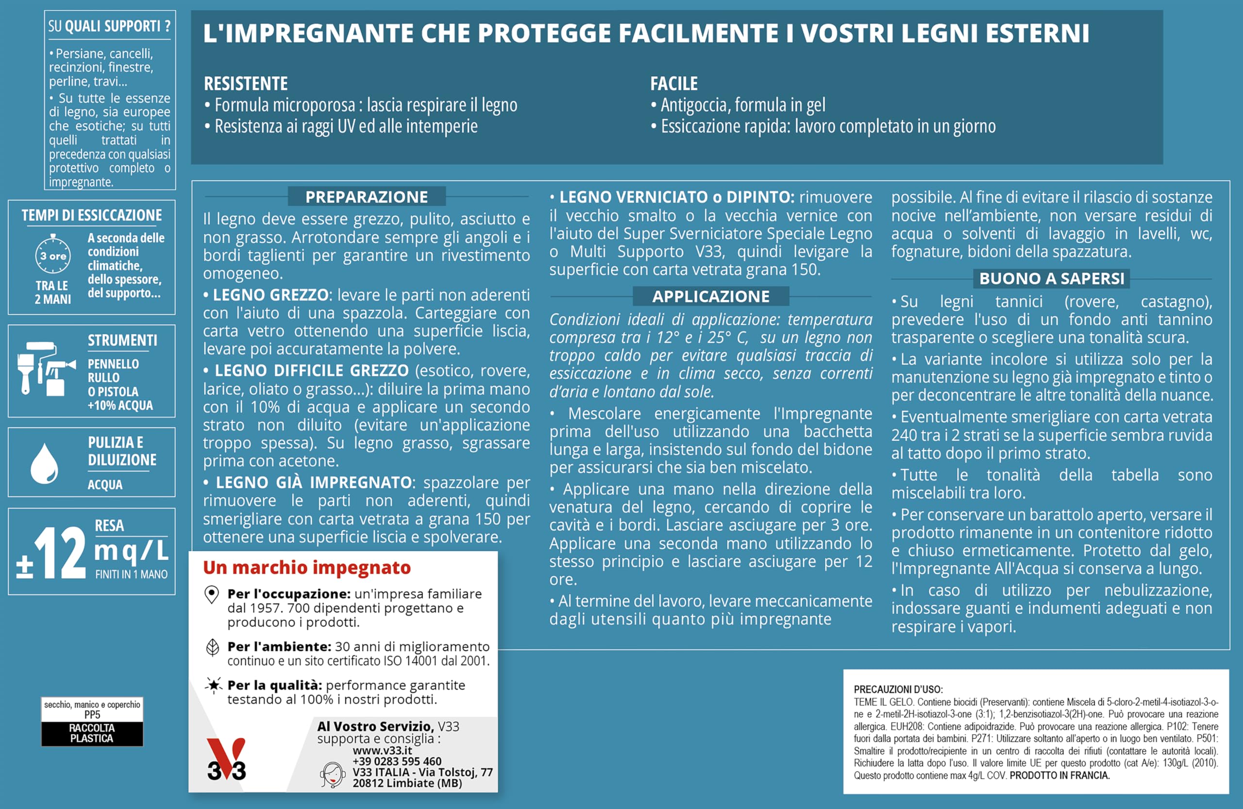 V33 Impregnante all'Acqua Expert Noce Chiaro 2,5L