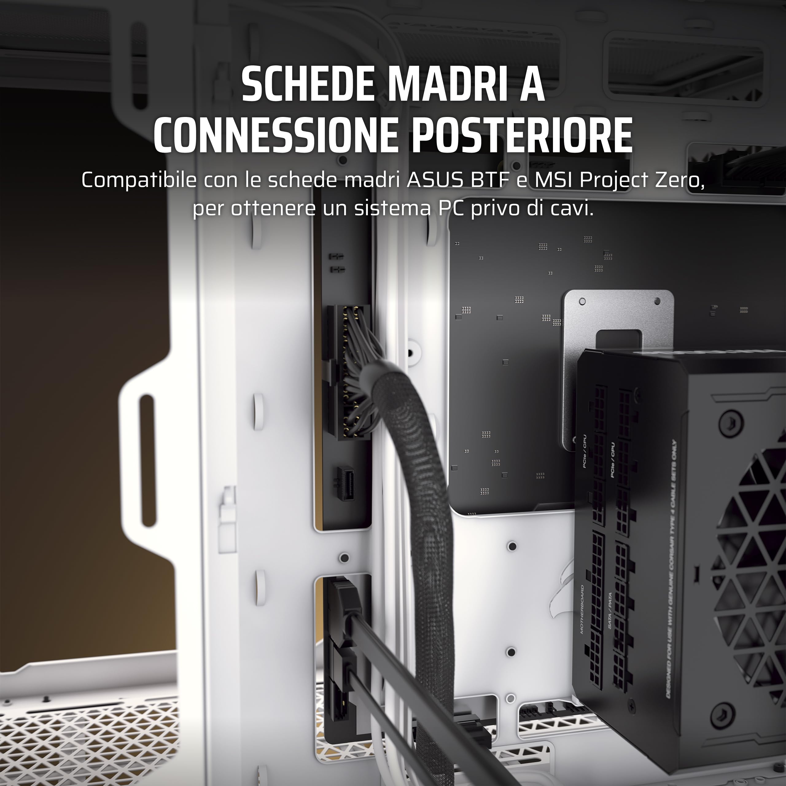 CORSAIR 6500X Mid-Tower ATX Case per PC a Doppia Camera - Vetro Temperato Panoramico - Compatibile con Scheda Madre a Connessione Inversa - Nessuna Ventola Inclusa - Bianco/Alluminio Grigio Satinato