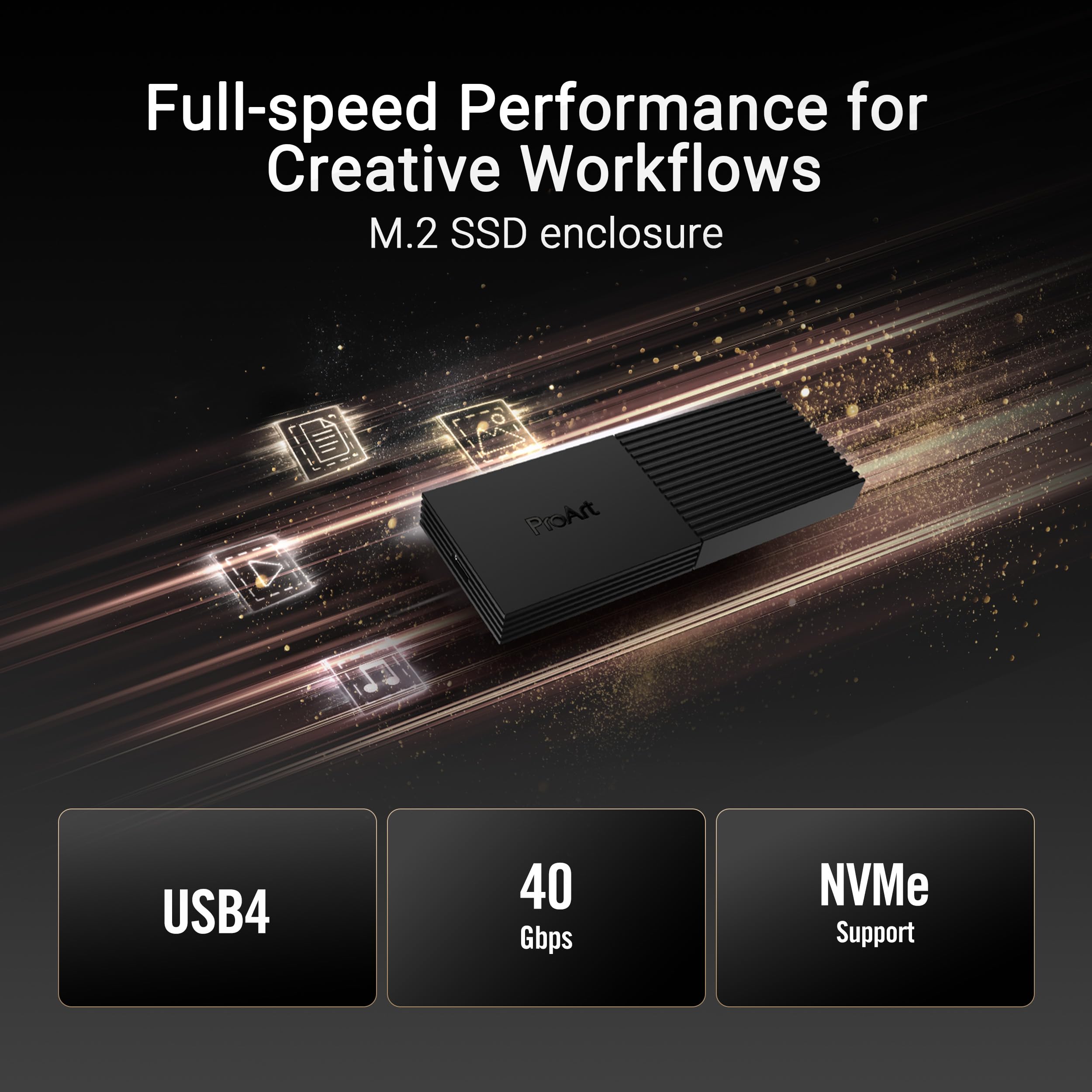 ASUS ProArt PA40SU - Carcasa de estado sólido USB 4 40 Gb/s, USB-C, instalación sin herramientas, soporte SSD NVMe, refrigeración inteligente, ultrafina, compatible con Windows 11 y macOS