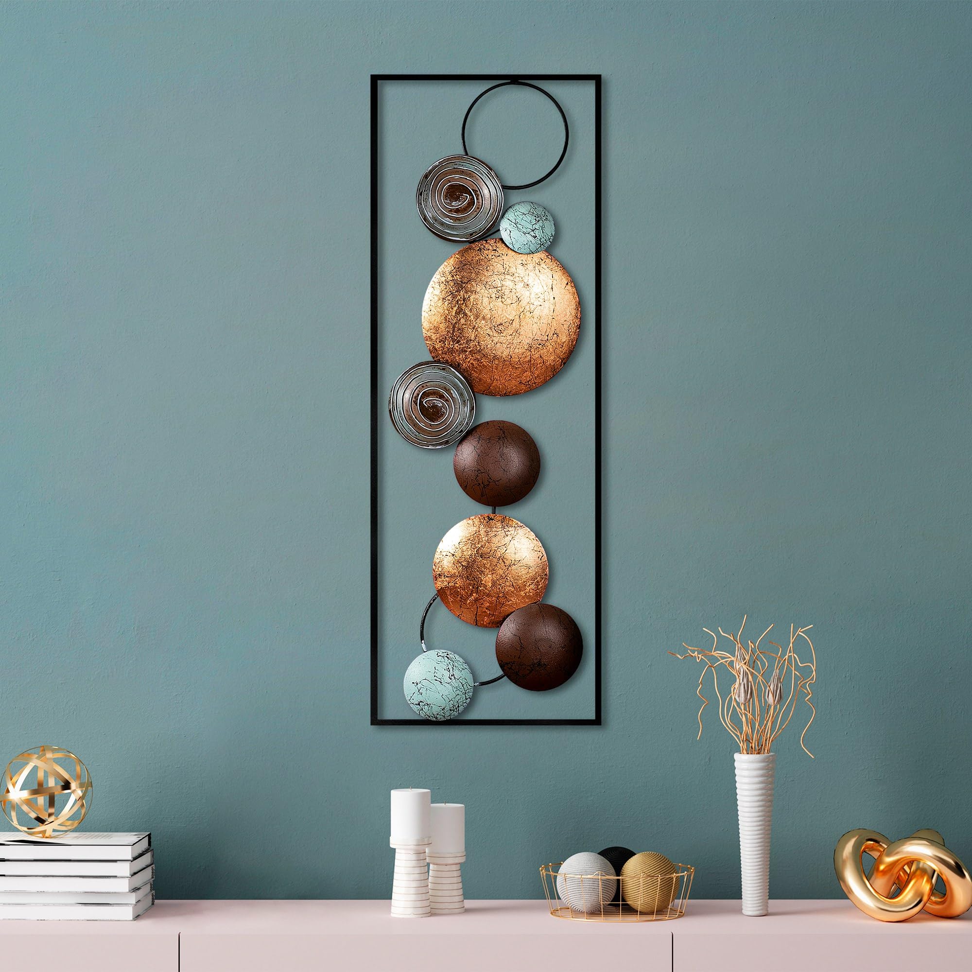 Hand-Painted Decorative Metal Wall Accessory, 32 x 90 x 4 cm, 100% Metal, Unique Colour Variations, Perfect for Home Decor & Art Lovers