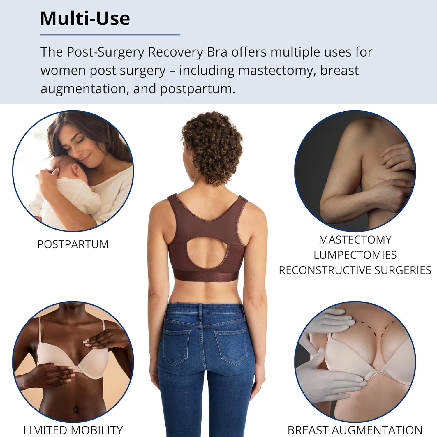 Care+Wear - Post Mastectomy Recovery Bra (Chocolate, X-Large) - Wearing After Mastectomy - Comfortable Post-Surgery Support - Breathable, Adjustable and Front Opening - Image 4
