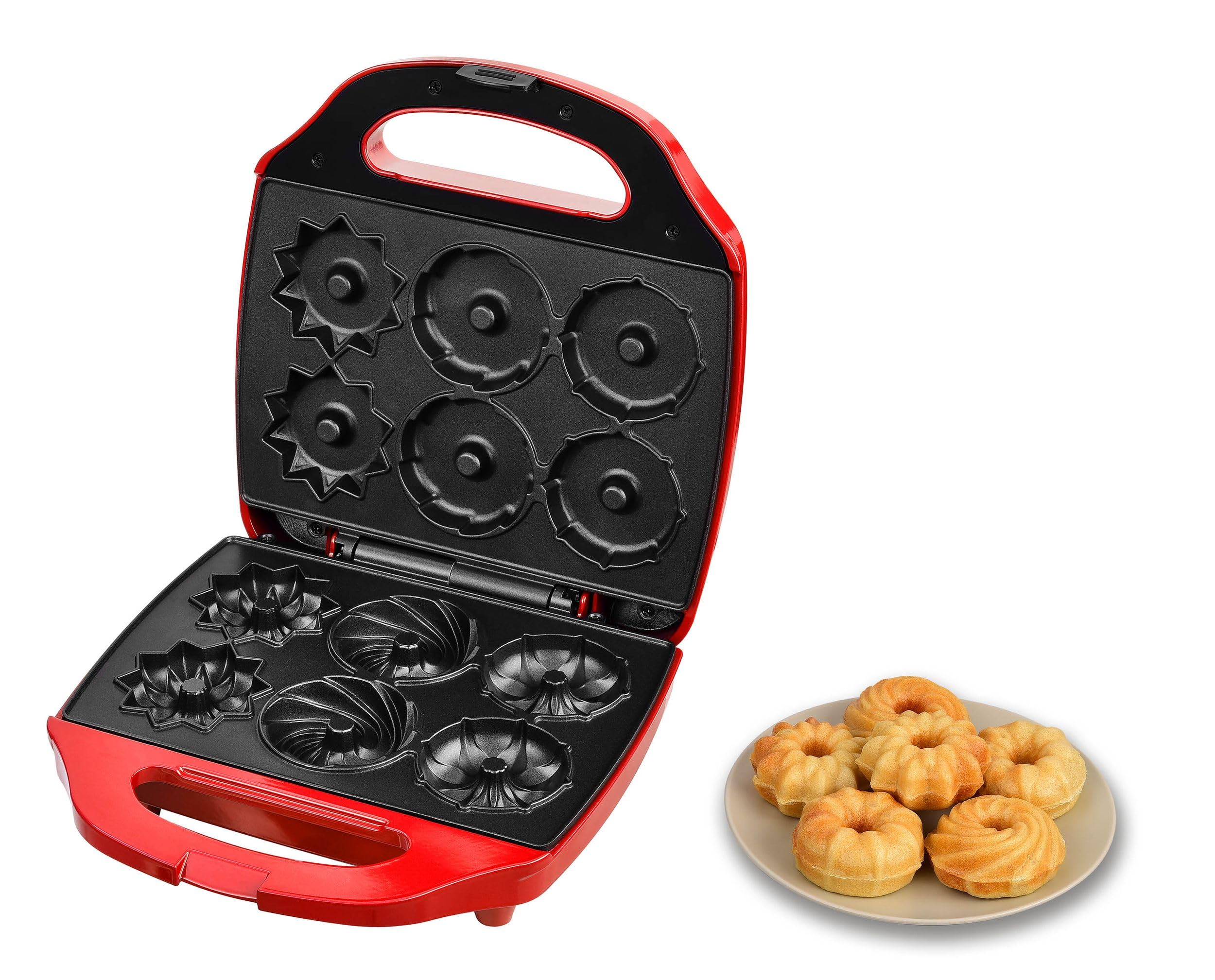 Kalorik TKG CKM 1007 RD Guglhupfbäcker Traditionsformen, 3 Formen für leckere Plätzchen, 900 W, Rot