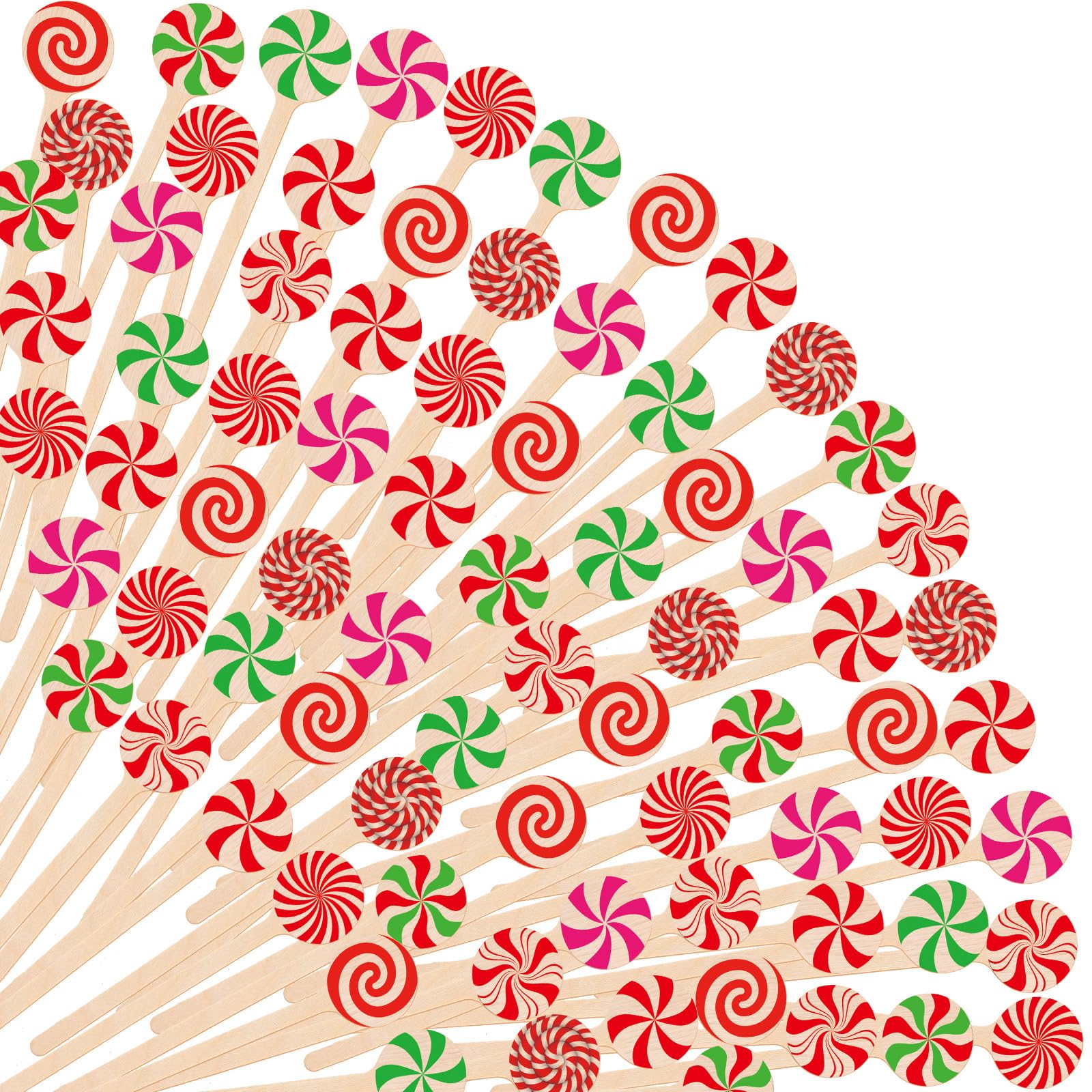 Teenyyou 360 Pcs Christmas Candy Wooden Coffee Stirrer Disposable Wooden Cocktail Drink Stirrers Christmas Stir Sticks Beverage Mixer for Coffee Milk