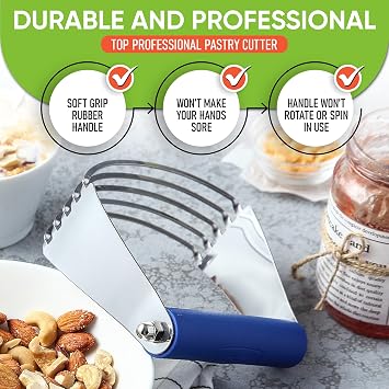 Spring Chef Large Dough Blender For Baking - Pro Pastry Blender - Sapphire