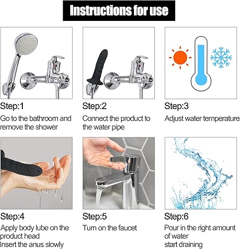 Miniatura 4 de Limpiador de ducha de silicona de 4 agujeros, sistema de ducha enema, boquilla de ducha de agua de mano, kit de limpieza vaginal para hombres y