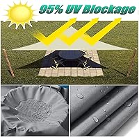 Vista 5 de Toldo tipo vela para exteriores, 6 x 7 pies, vela impermeable con bloqueo UV, tela resistente, protección solar, resistente al viento, grado