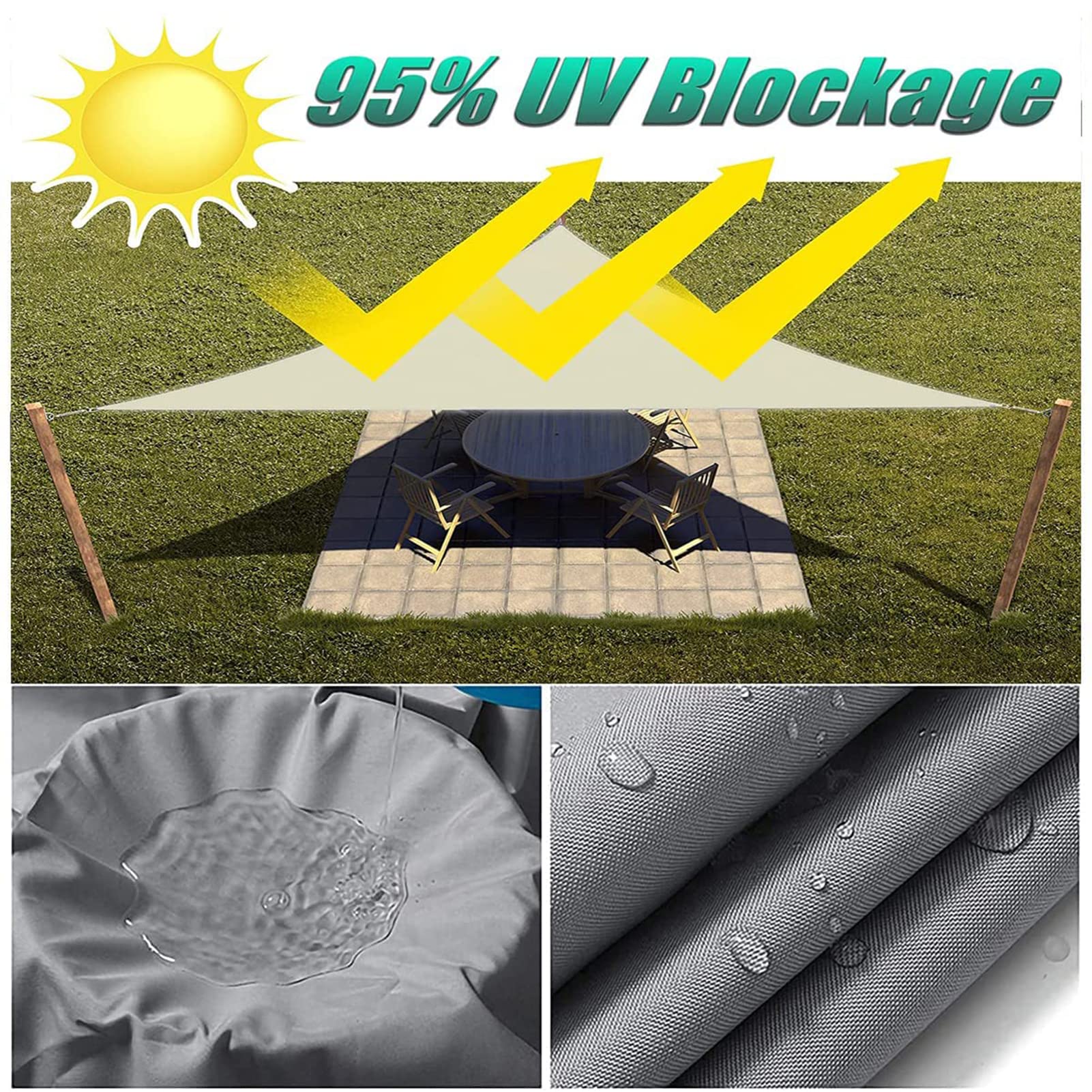 Voile d'ombrage imperméable et anti-UV de 0,9 x 6,1 m, tissu d'extérieur robuste pour terrasse et terrasse, pare-soleil coupe-vent de qualité commerciale, idéal pour événements et jardins