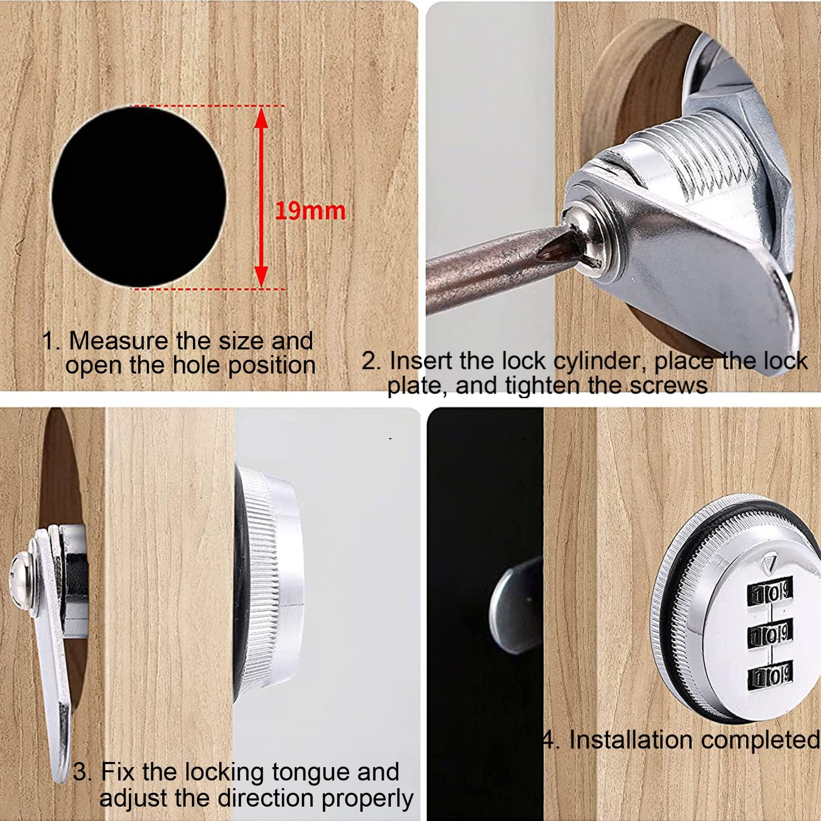 2 Piezas Cerradura de Vombinación de Cajón, Codificada Contraseña, Combinacion Cam Lock, Cerradura de Buzón de Combinación, para Buzón de Cajón de Gabinete