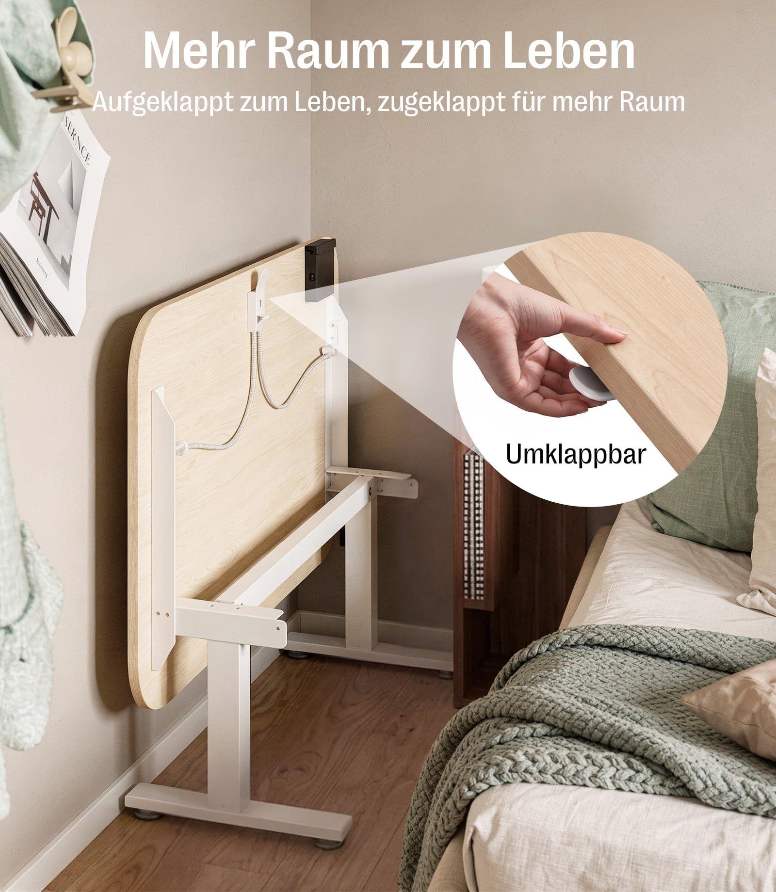MAIDeSITe J01 Umdrehbar Höhenverstellbarer Schreibtisch, Hubbereich 52–77cm
